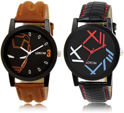 

LOREM OM-4-12 Designer Multicolor Round Boy's Leather Watch - For Men