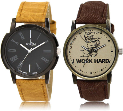 

LOREM Watch-19-29 Designer Grey & Black Round Boy's Leather Watch - For Men