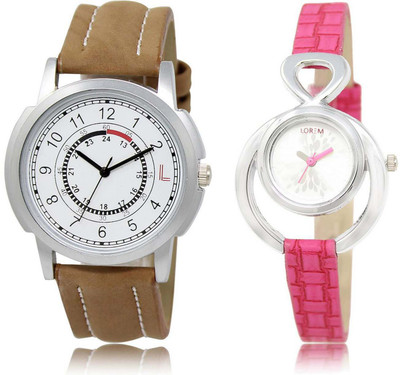 

LOREM SR-17-205 Attractive Silver & White Round Boy's & Girl's Leather Watch - For Boys & Girls