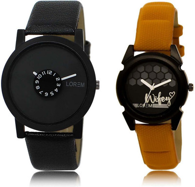 

LOREM SR-25-235 Attractive Black Round Boy's & Girl's Leather Watch - For Men & Women
