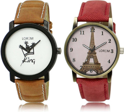 

LOREM SR-18-230 Attractive White Round Boy's & Girl's Leather Watch - For Men