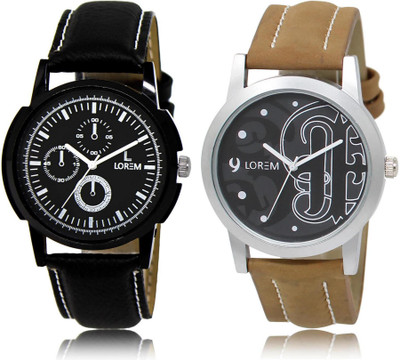 

LOREM Watch-13-14 COMBO Black Round Boy's Leather Watch - For Men