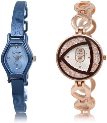 

LOREM watch-218-238 COMBO Silver & Blue Round & Contemporary Girl's Metal Bracelet Watch - For Women
