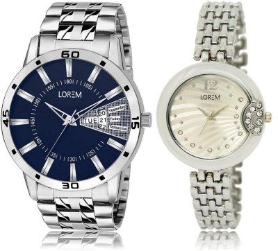 

LOREM watch-102-227 COMBO Silver & Blue Round Boy's & Girl's Metal Bracelet Watch - For Men & Women