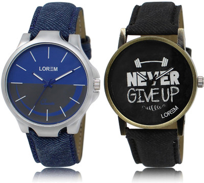 

LOREM watch24-27 COMBO Black & Blue Round Boy's Leather Watch - For Men