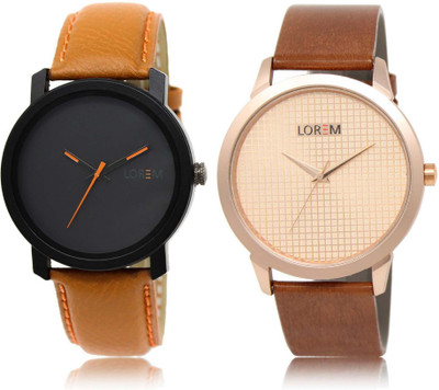 

LOREM Watch-20-34 Designer Rose Gold & Black Round Boy's Leather Watch - For Men