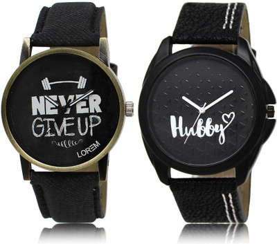 

LOREM watch-27-31 Designer Black Round Boy's Leather Watch - For Men