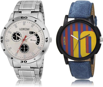 

LOREM FZ-10-101 COMBO Multicolor Round Boy's Leather & Metal Bracelet Watch - For Men