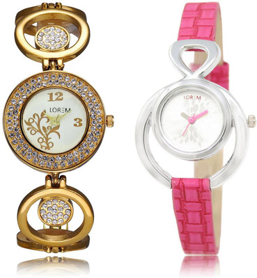 

LOREM Watch-204-205 COMBO Multicolor Oval & Round Girl's Leather & Metal Bracelet Watch - For Women
