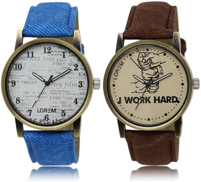 

LOREM SR-28-29 Attractive Grey & White Round Boy's Leather Watch - For Men