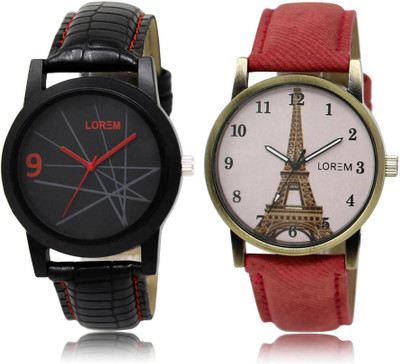 

LOREM Watch-8-230 COMBO White & Black Round Boy's & Girl's Leather Watch - For Men & Women