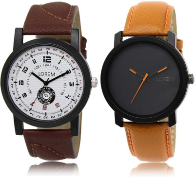 

LOREM SR-11-20 Attractive Multicolor Round Boy's Leather Watch - For Men