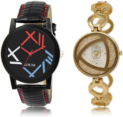 

LOREM -12-239 COMBO Multicolor Round Boy's & Girl's Metal Bracelet & Leather Watch - For Men & Women