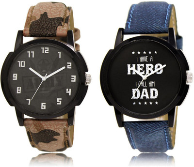 

LOREM WATCH-3-7 COMBO Black Round Boy's Leather Watch - For Men