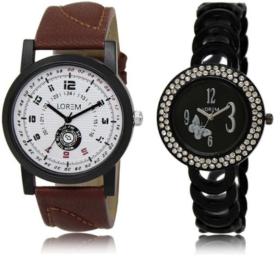 

LOREM watch11-201 Designer Multicolor Round Boy's & Girl's Metal Bracelet & Leather Watch - For Men & Women