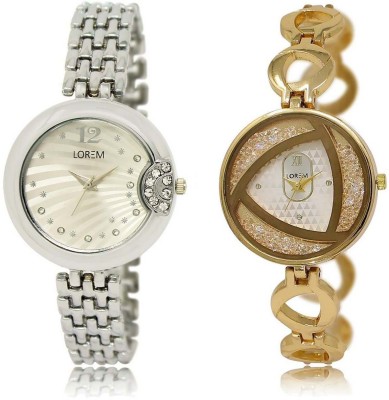 

LOREM Watch-227-239 Designer White Round Girl's Metal Bracelet Watch - For Women