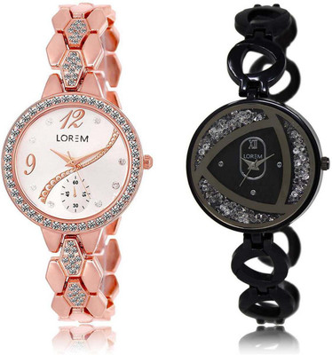

LOREM OM-215-237 Designer White Round Girl's Metal Bracelet Watch - For Women
