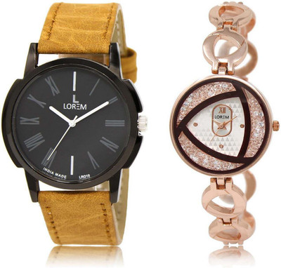 

LOREM OM-19-238 Designer Silver & Black Round Boy's & Girl's Metal Bracelet & Leather Watch - For Men & Women