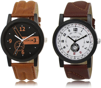 

LOREM WATCH1-11 COMBO Multicolor Round Boy's Leather Watch - For Men