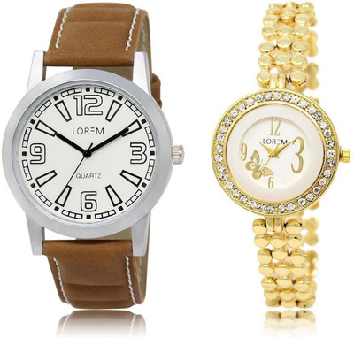 

LOREM watch-15-203 Designer Multicolor Round Boy's & Girl's Metal Bracelet & Leather Watch - For Men & Women