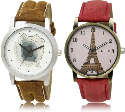 

LOREM watch9-230 Designer White Round Boy's & Girl's Leather Watch - For Men & Women
