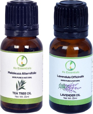 Ks Essentials Tea Tree Oil & Lavender Oil Combo Pack (15 ml) Each(15 ml)