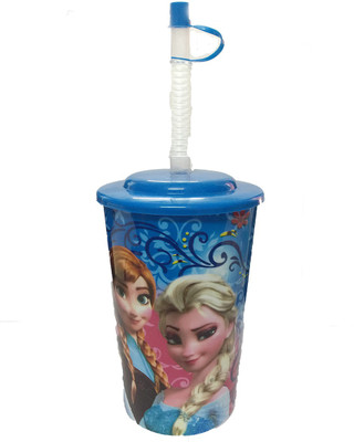 

tinyhug KIDS FROZEN GLASS WITH STRAW 300 ml Sipper(Pack of 1, Blue)