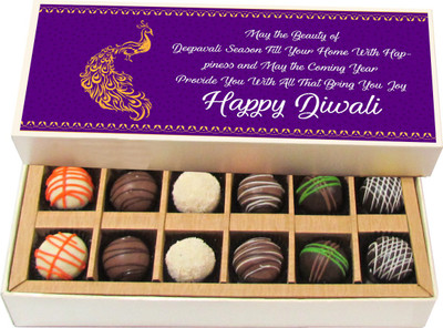 

Chocholik Diwali Sweets - Beauty of Deepavali - White, Dark, Milk Chocolate Truffles - 12pc Truffles(180 g)