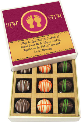 

Chocholik Diwali Sweets - Diwali Show Us the Way & Lead Us Together - White, Dark, Milk Chocolate Truffles - 9pc Truffles(135 g)