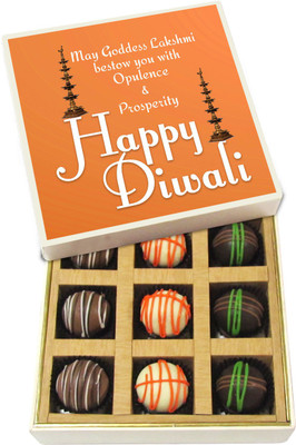 

Chocholik Diwali Gifts - May Goddess Lakshmi Bestow You With Opulence & Prosperity - White, Dark, Milk Chocolate Truffles - 9pc Truffles(135 g)