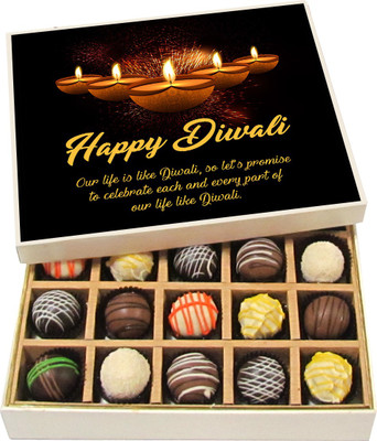 

Chocholik Diwali Sweets - Our Life Is Like Diwali, So Let’s Promise To - White, Dark, Milk Chocolate Truffles - 20pc Truffles(300 g)