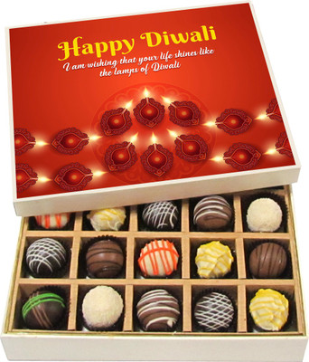 

Chocholik Diwali Sweets - I Am Wishing That Your Life Shines Like The Lamps Of Diwali - White, Dark, Milk Chocolate Truffles - 20pc Truffles(300 g)