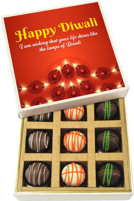 

Chocholik Diwali Sweets - I Am Wishing That Your Life Shines Like The Lamps Of Diwali - White, Dark, Milk Chocolate Truffles - 9pc Truffles(135 g)