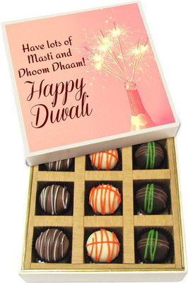 

Chocholik Diwali Gifts - Have Lots Of Masti And Dhoom Dhaam! - White, Dark, Milk Chocolate Truffles - 9pc Truffles(135 g)