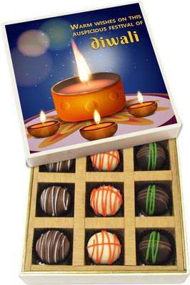 

Chocholik Diwali Sweets - Warm Wishes On This Auspicious Festival Of - White, Dark, Milk Chocolate Truffles - 9pc Truffles(135 g)