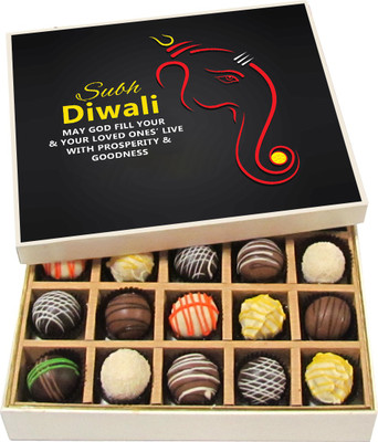 

Chocholik Diwali Sweets - May God Fill Your & Your Loved Ones’ Live - White, Dark, Milk Chocolate Truffles - 20pc Truffles(300 g)