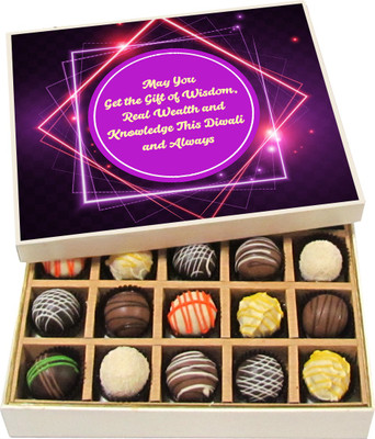 

Chocholik Diwali Gifts - Gift of Wisdom, Real Wealth on This Diwali - White, Dark, Milk Chocolate Truffles - 20pc Truffles(300 g)