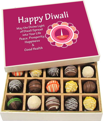 

Chocholik Diwali Gifts - Peace, Prosperity, Happiness & Good Health - White, Dark, Milk Chocolate Truffles - 20pc Truffles(300 g)