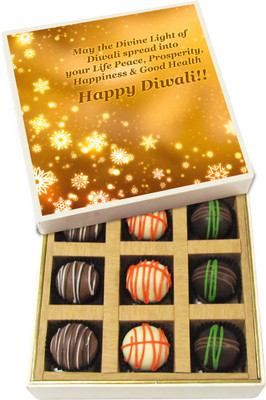 

Chocholik Diwali Gifts - May The Divine Light Of Diwali Spread - White, Dark, Milk Chocolate Truffles - 9pc Truffles(135 g)