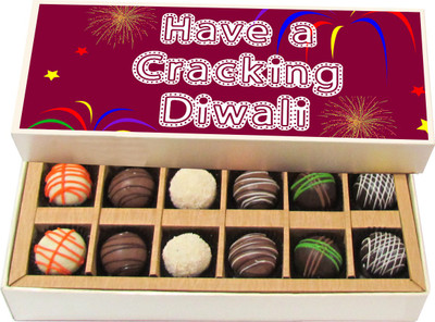 

Chocholik Diwali Gifts - Have A Cracking Diwali - White, Dark, Milk Chocolate Truffles - 12pc Truffles(180 g)