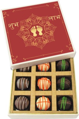 

Chocholik Diwali Gifts - Shubh Labh on Diwali - White, Dark, Milk Chocolate Truffles - 9pc Truffles(135 g)