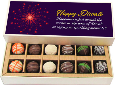 

Chocholik Diwali Sweets - Enjoy Your Sparkling Moments - White, Dark, Milk Chocolate Truffles - 12pc Truffles(180 g)