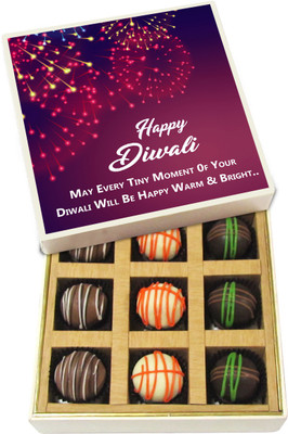 

Chocholik Diwali Sweets - May Every Tiny Moment 0f Your Diwali Will Be Happy - White, Dark, Milk Chocolate Truffles - 9pc Truffles(135 g)