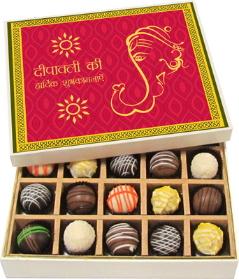 

Chocholik Diwali Sweets - Deepavali Ki Shubh Kamnaye - White, Dark, Milk Chocolate Truffles - 20pc Truffles(300 g)