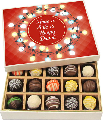 

Chocholik Diwali Gifts - Have a Safe & Happy Diwali - White, Dark, Milk Chocolate Truffles - 20pc Truffles(300 g)