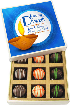 

Chocholik Diwali Gifts - Let's Celebrate A Pollution Free Diwali - White, Dark, Milk Chocolate Truffles - 9pc Truffles(135 g)