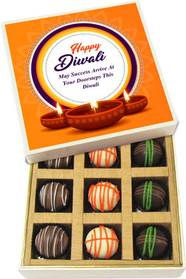 

Chocholik Diwali Sweets - May Success Arrive At Your Doorsteps This Diwali - White, Dark, Milk Chocolate Truffles - 9pc Truffles(135 g)