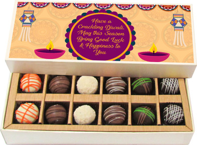 

Chocholik Diwali Gifts - Have a Crackling Diwali - White, Dark, Milk Chocolate Truffles - 12pc Truffles(180 g)