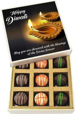 

Chocholik Diwali Sweets - May You Are Showered With The Blessings Of The Divine Forever - White, Dark, Milk Chocolate Truffles - 9pc Truffles(135 g)