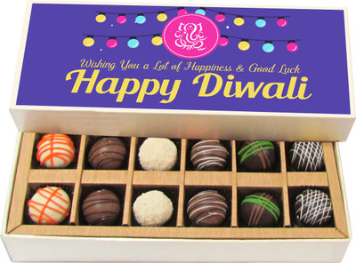 

Chocholik Diwali Sweets - Lot of Happiness & Good Luck Happy Diwali - White, Dark, Milk Chocolate Truffles - 12pc Truffles(180 g)